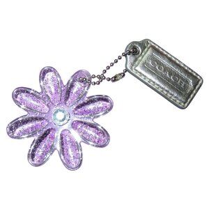 COACH Rare Vintage Pink Clear Daisy Floral Bag Charm with Silver hangtag